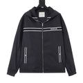Moncler Chest Logo Stripe Hooded Zip Jacket – Men’s, Navy Blue