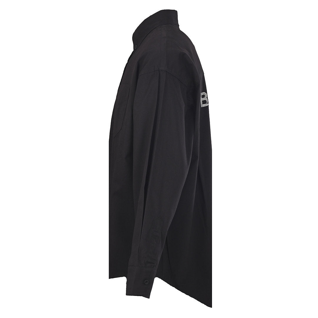 Balenciaga Logo Long-Sleeve Top - Black - back view
