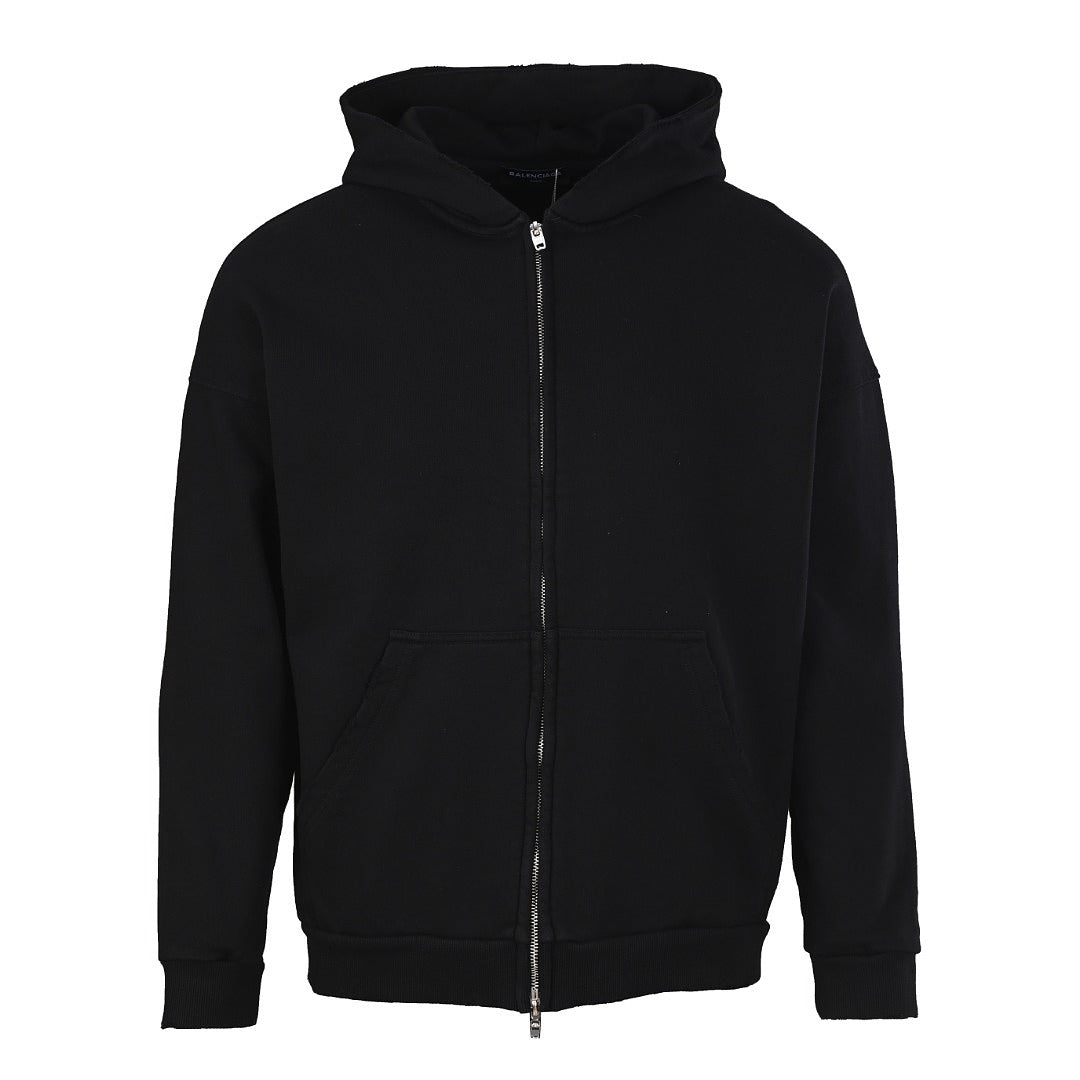 Balenciaga Logo Long-Sleeve Top - Black - front view