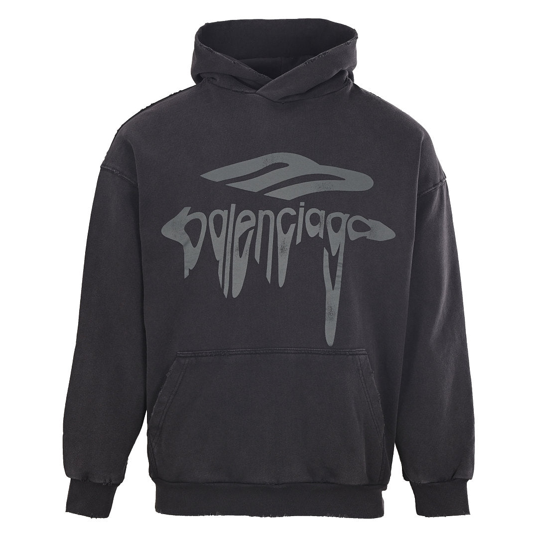 Balenciaga Logo Long-Sleeve Top - Black - front view