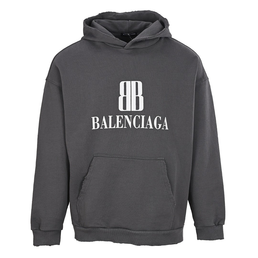 Balenciaga Logo Long-Sleeve Top - Black - front view