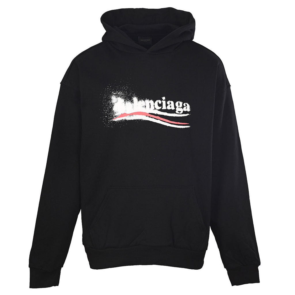 Balenciaga Logo Pullover Hoodie - Black - front view