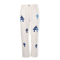 Chrome Hearts Cross Patch Embroidery Jeans - White - front view