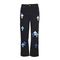 Chrome Hearts Cross Patch Embroidery Jeans - Black with Blue - front view