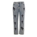 Chrome Hearts Cross Patch Embroidery Jeans - Gray - front view