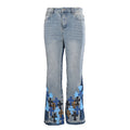Chrome Hearts Cross Patch Embroidery Jeans - Light Blue with Blue and Black - front view