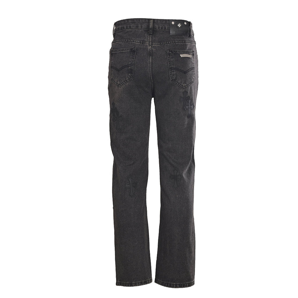 Chrome Hearts Cross Patch Embroidery Jeans - Black - back view