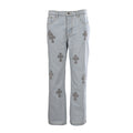 Chrome Hearts Leather-Patch Flared Jeans - Navy - front view