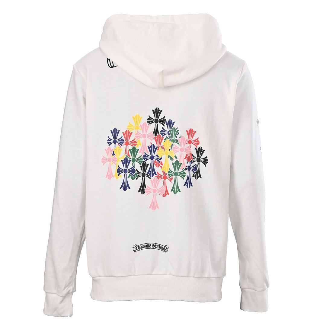 Chrome Hearts Multicolor Cross Pullover Hoodie - White - back view