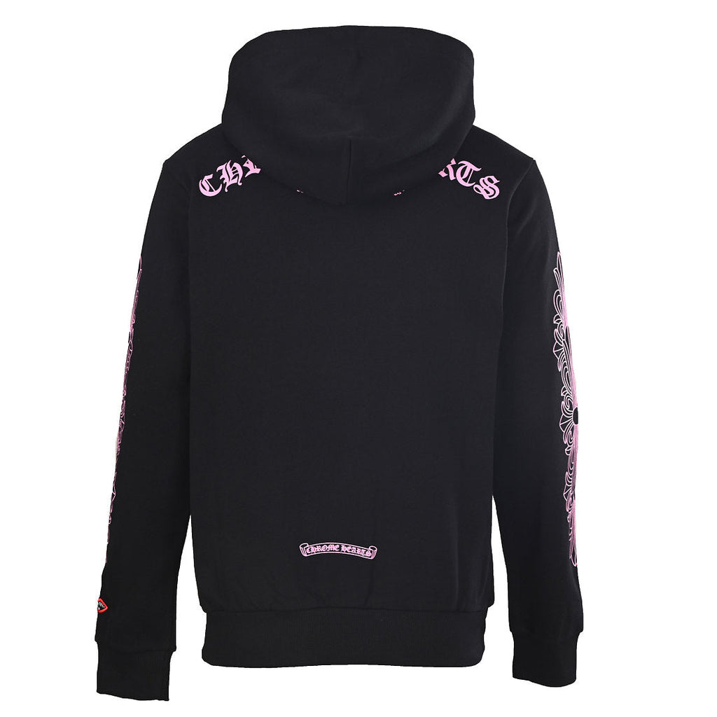 Chrome Hearts Pink Script Pullover Hoodie - Black - back view