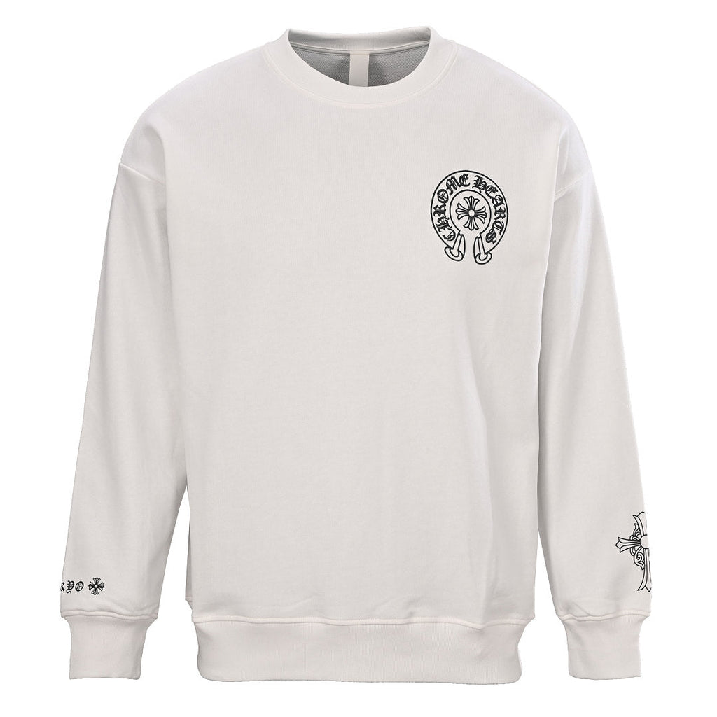 Chrome Hearts Chest Horseshoe Crewneck Sweatshirt - White - front view