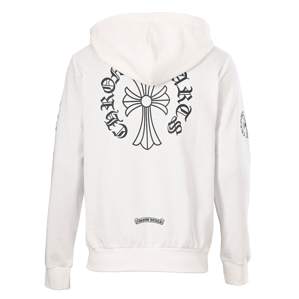 Chrome Hearts Sleeve Cross Zip-Up Hoodie - White - back view