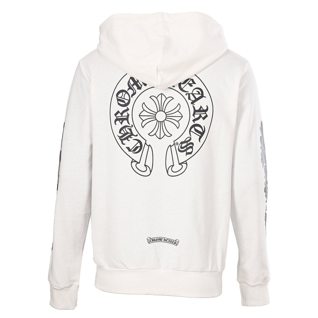 Chrome Hearts Full-Sleeve Graphic Zip-Up Hoodie - White - back view