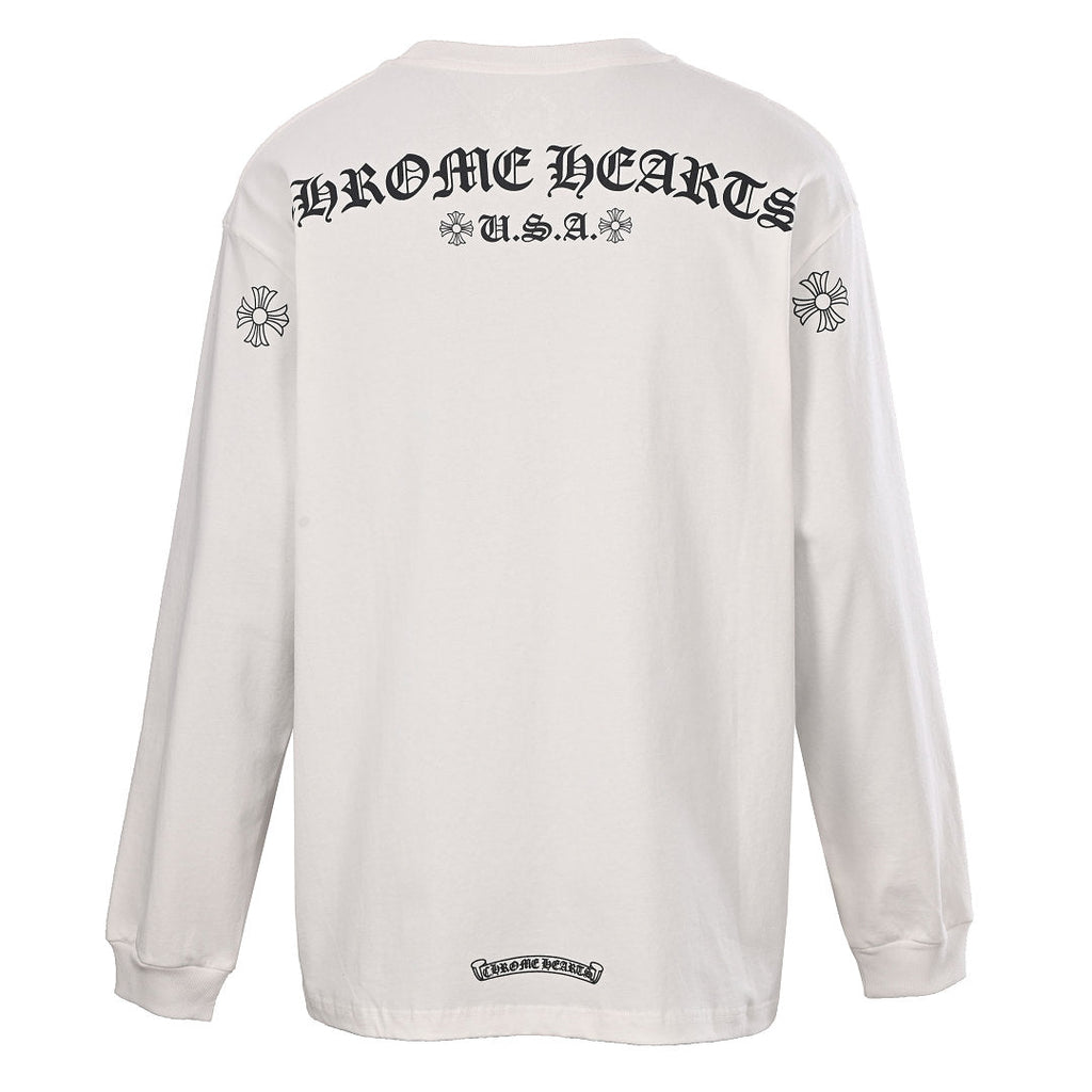 Chrome Hearts Scroll Graphic Long-Sleeve T-Shirt - White - back view