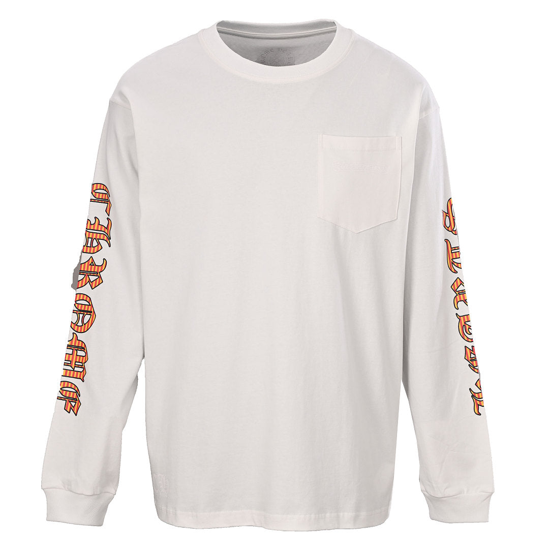 Chrome Hearts Sword Graphic Long-Sleeve T-Shirt - White and Orange - front view