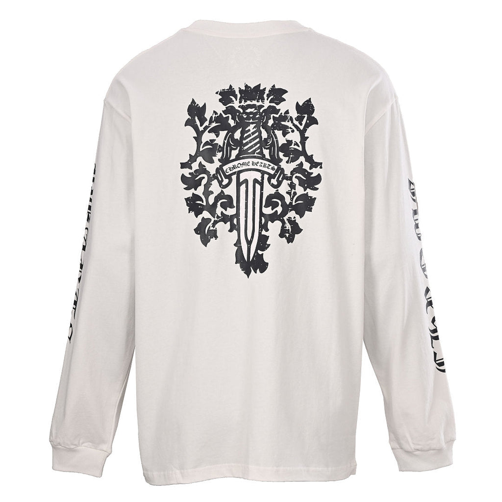 Chrome Hearts Sword Graphic Long-Sleeve T-Shirt - White and Black - back view