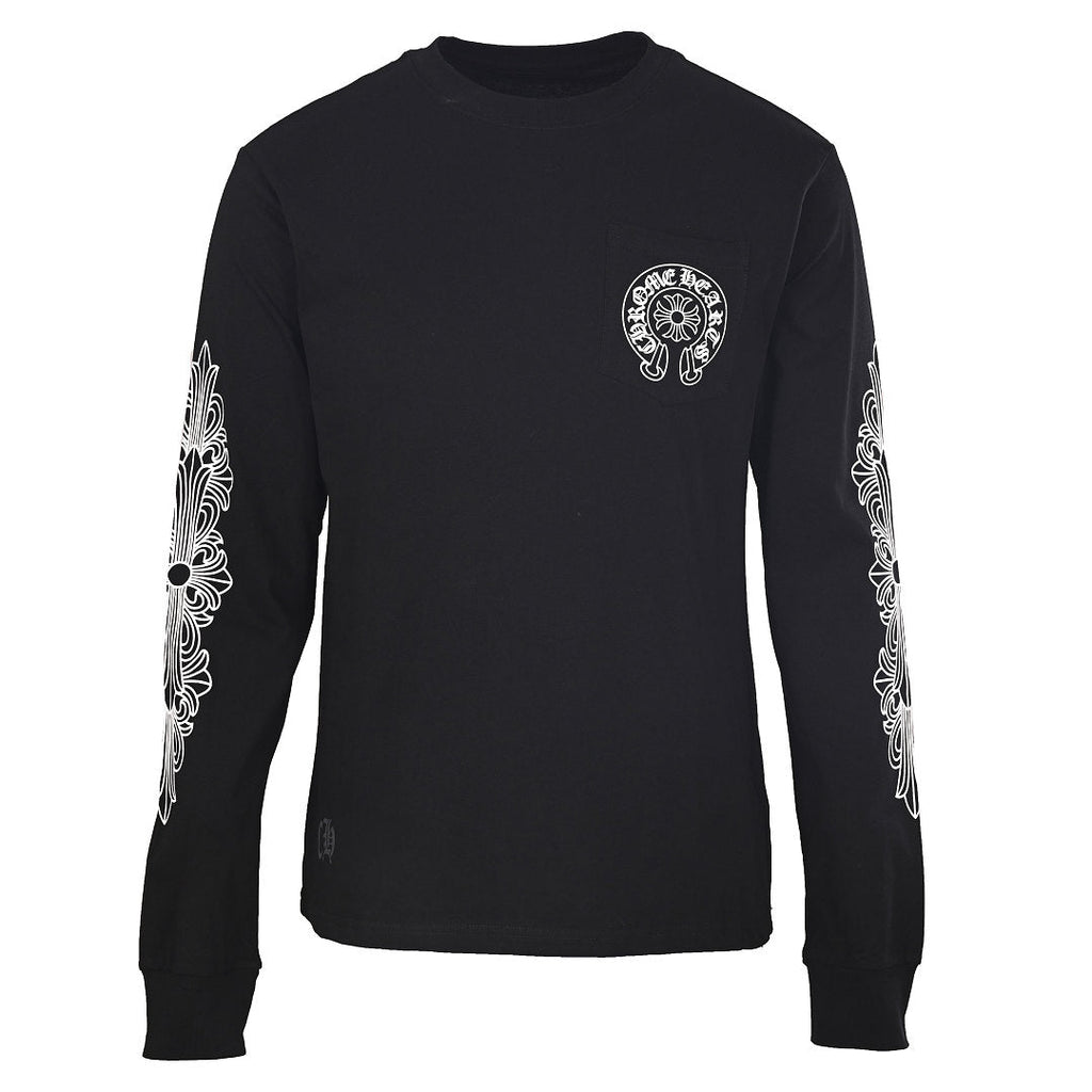 Chrome Hearts Scroll Graphic Long-Sleeve T-Shirt - Black - front view