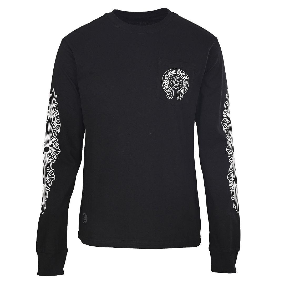 Chrome Hearts Scroll Graphic Long-Sleeve T-Shirt - Black - front view