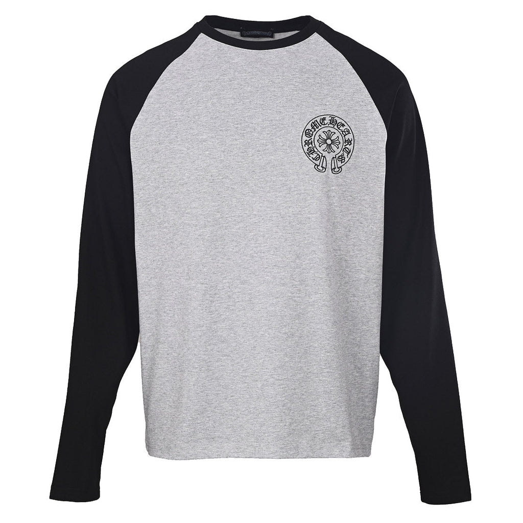 Chrome Hearts Front and Back Horseshoe Long-Sleeve T-Shirt - Gray and Black - front view