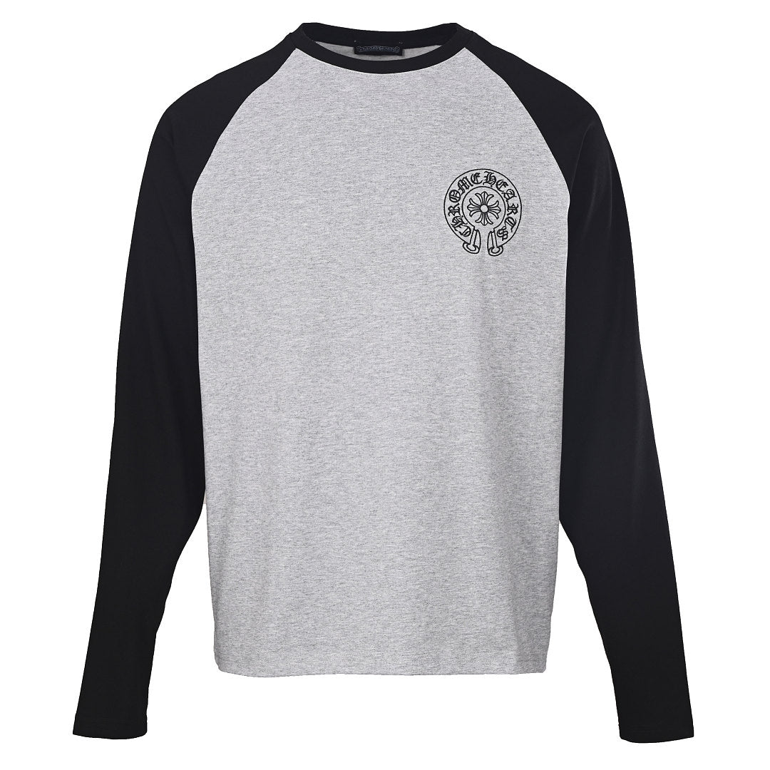 Chrome Hearts Front and Back Horseshoe Long-Sleeve T-Shirt - Gray and Black - front view