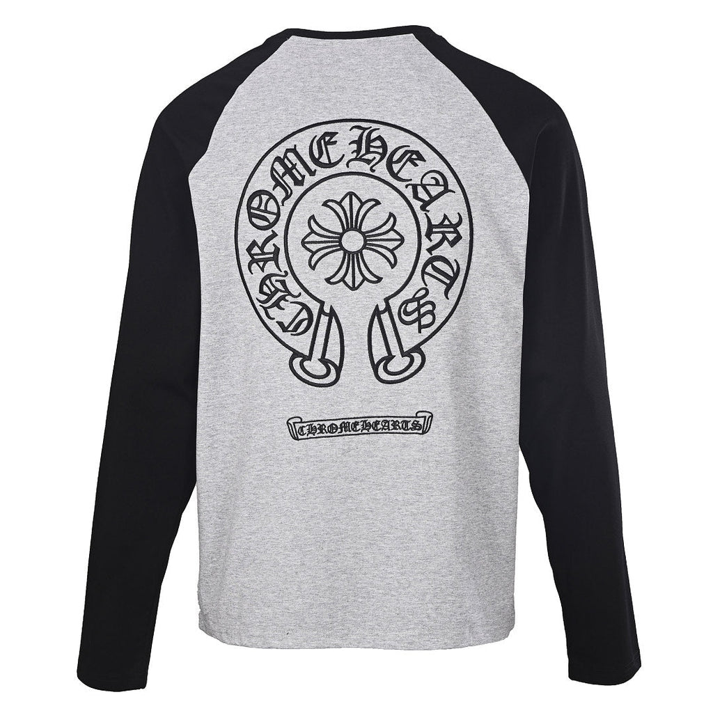 Chrome Hearts Front and Back Horseshoe Long-Sleeve T-Shirt - Gray and Black - back view