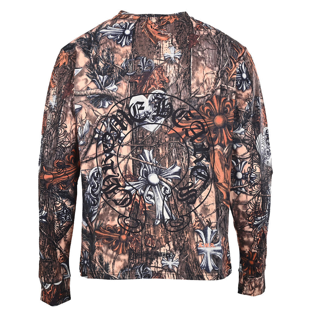 Chrome Hearts Forest Camo Cross Long-Sleeve T-Shirt - Black - back view