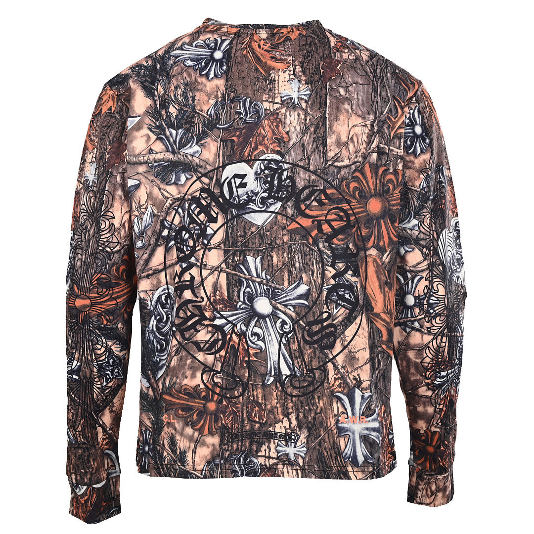 Chrome Hearts Forest Camo Cross Long-Sleeve T-Shirt - Black - back view