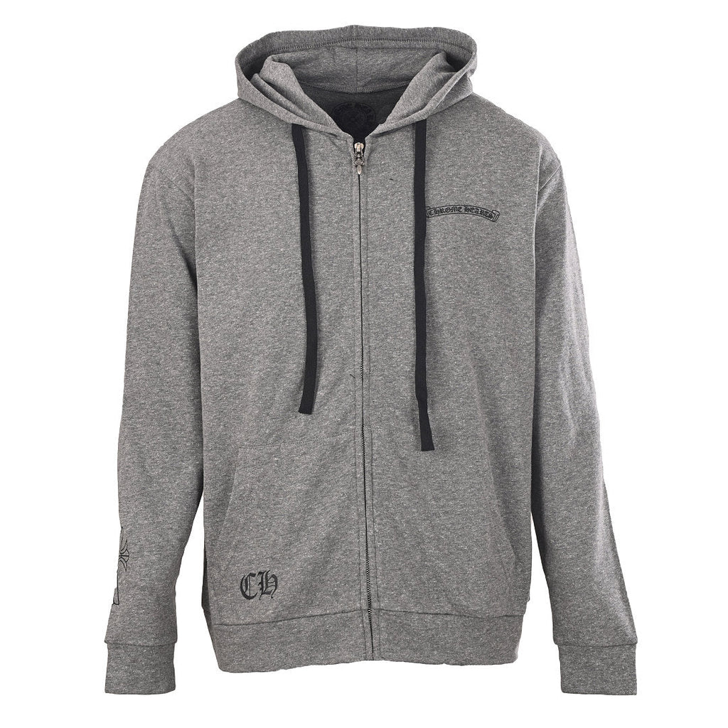 Chrome Hearts Black Cross Floral Zip-Up Hoodie II - Black - front view
