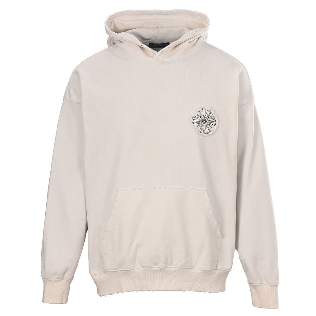 Chrome Hearts Cross Patch Embroidery Pullover Hoodie - White - front view