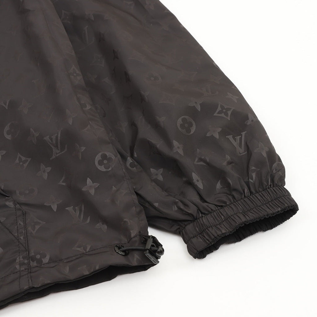 Louis Vuitton Monogram Jacquard Double-Faced Reversible Hooded Windbreaker Jacket Men Black