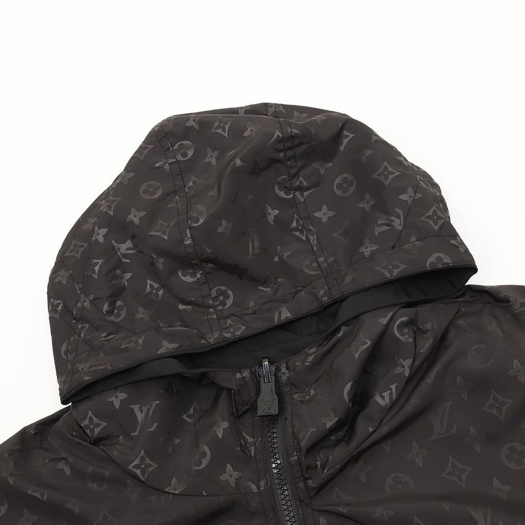Louis Vuitton Monogram Jacquard Double-Faced Reversible Hooded Windbreaker Jacket Men Black
