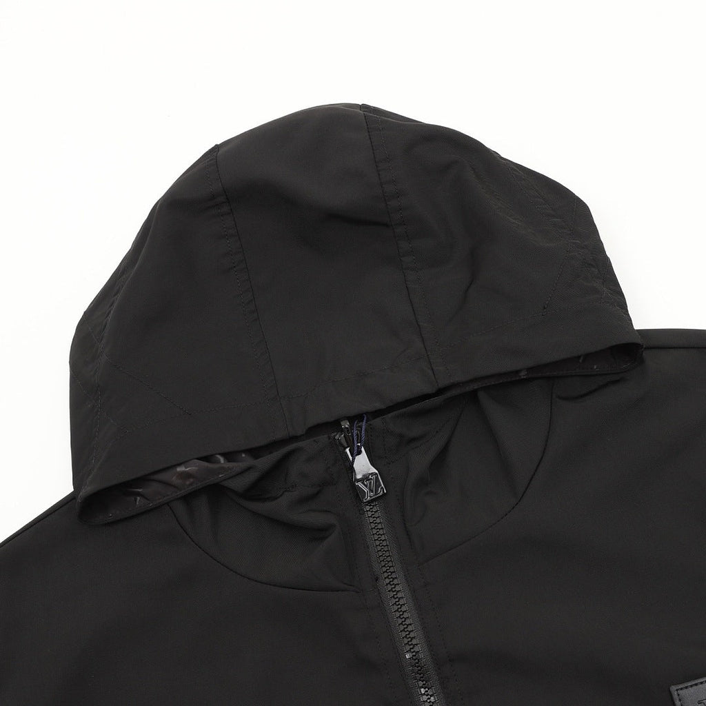 Louis Vuitton Monogram Jacquard Double-Faced Reversible Hooded Windbreaker Jacket Men Black
