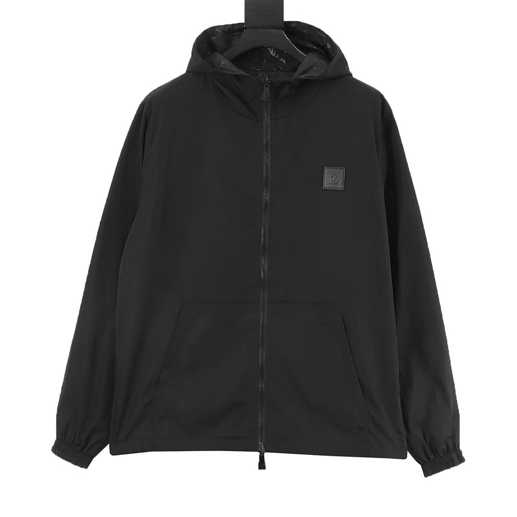 Louis Vuitton Monogram Jacquard Double-Faced Reversible Hooded Windbreaker Jacket Men Black