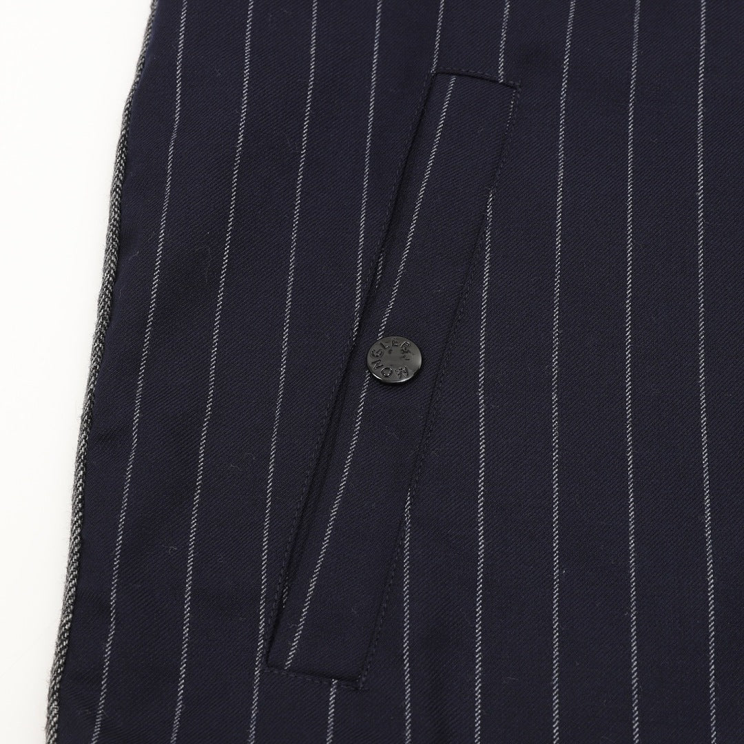 Moncler Wool Pinstripe Herringbone Panel Zip Jacket – Men’s, Navy Blue