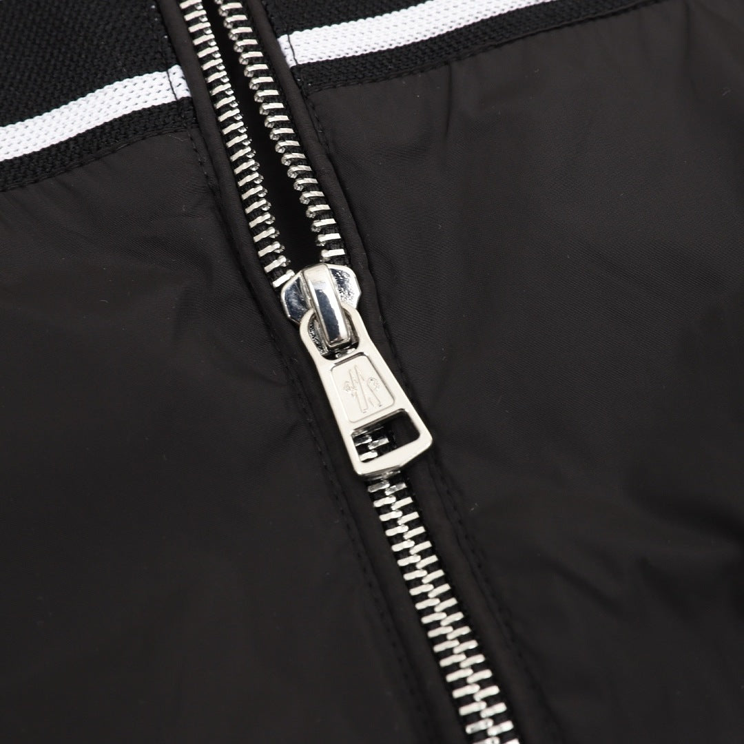 Moncler Chest Logo Stripe Hooded Zip Jacket – Men’s, Black