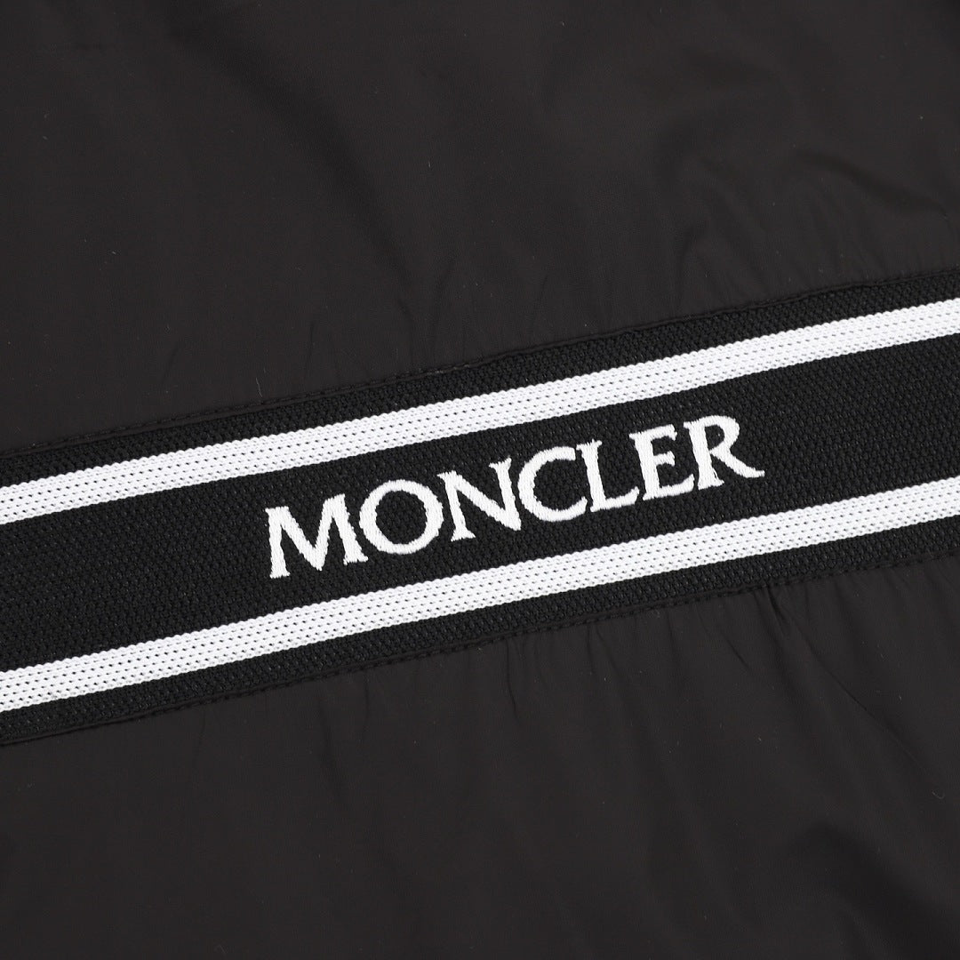 Moncler Chest Logo Stripe Hooded Zip Jacket – Men’s, Black