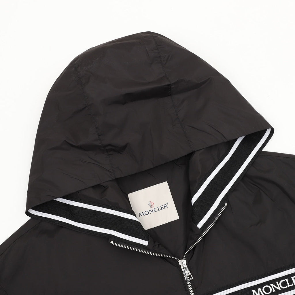 Moncler Chest Logo Stripe Hooded Zip Jacket – Men’s, Black