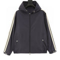 Moncler Striped-Sleeve Hooded Shell Jacket - Navy - front view