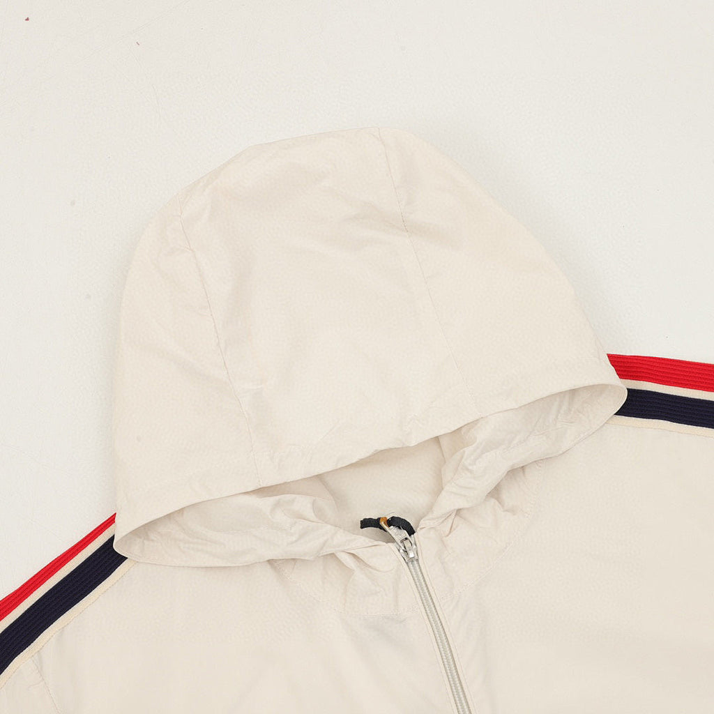 Moncler Striped-Sleeve Hooded Shell Jacket - Ivory - detail 1