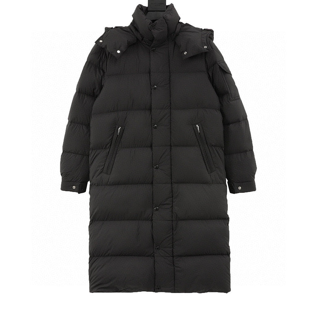 Moncler Maya Matte Long Hooded Down Coat - Black - front view