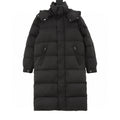Moncler Maya Matte Long Hooded Down Coat - Black - front view
