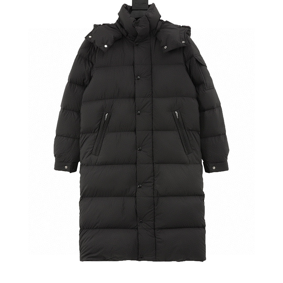 Moncler Maya Matte Long Hooded Down Coat - Black - front view