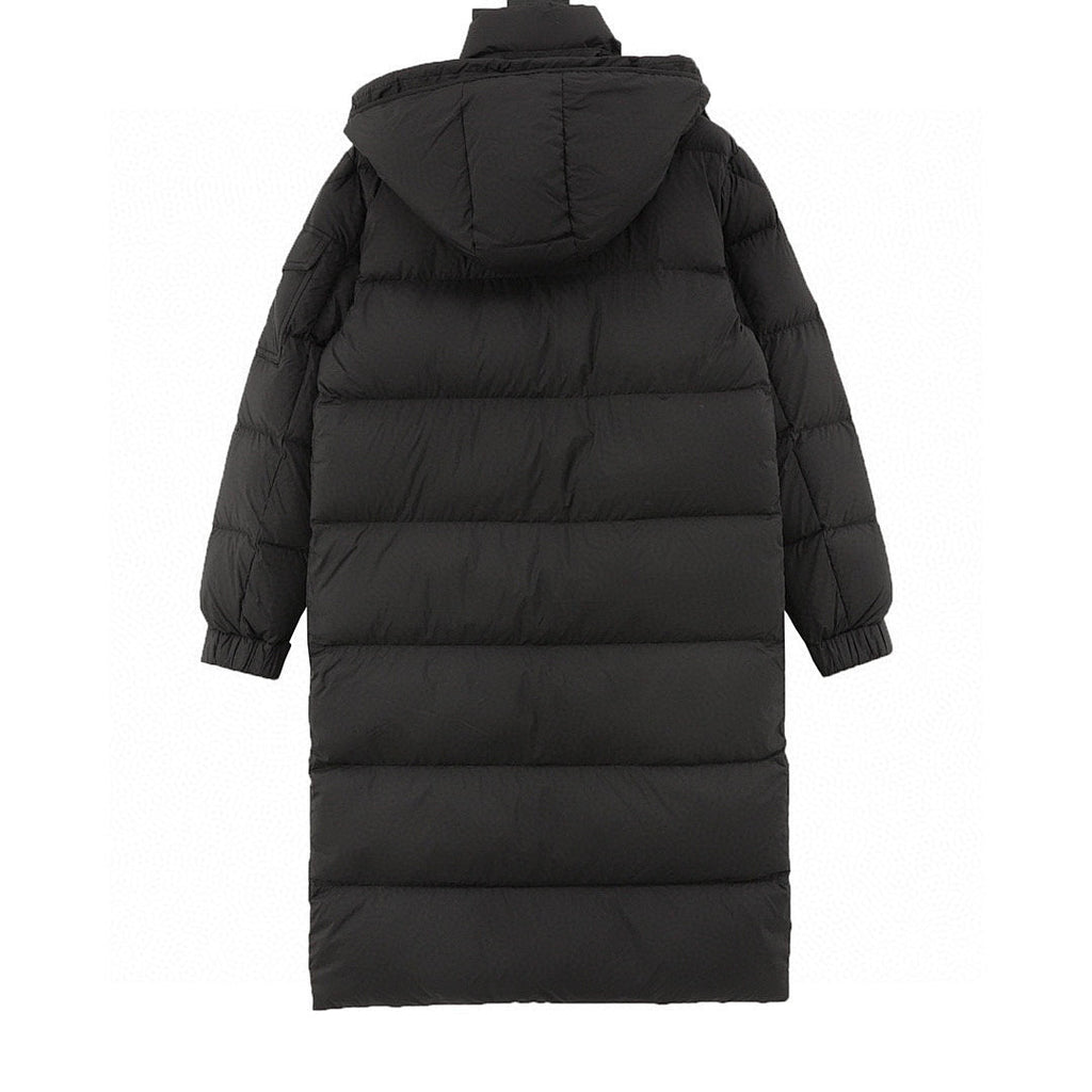 Moncler Maya Matte Long Hooded Down Coat - Black - back view