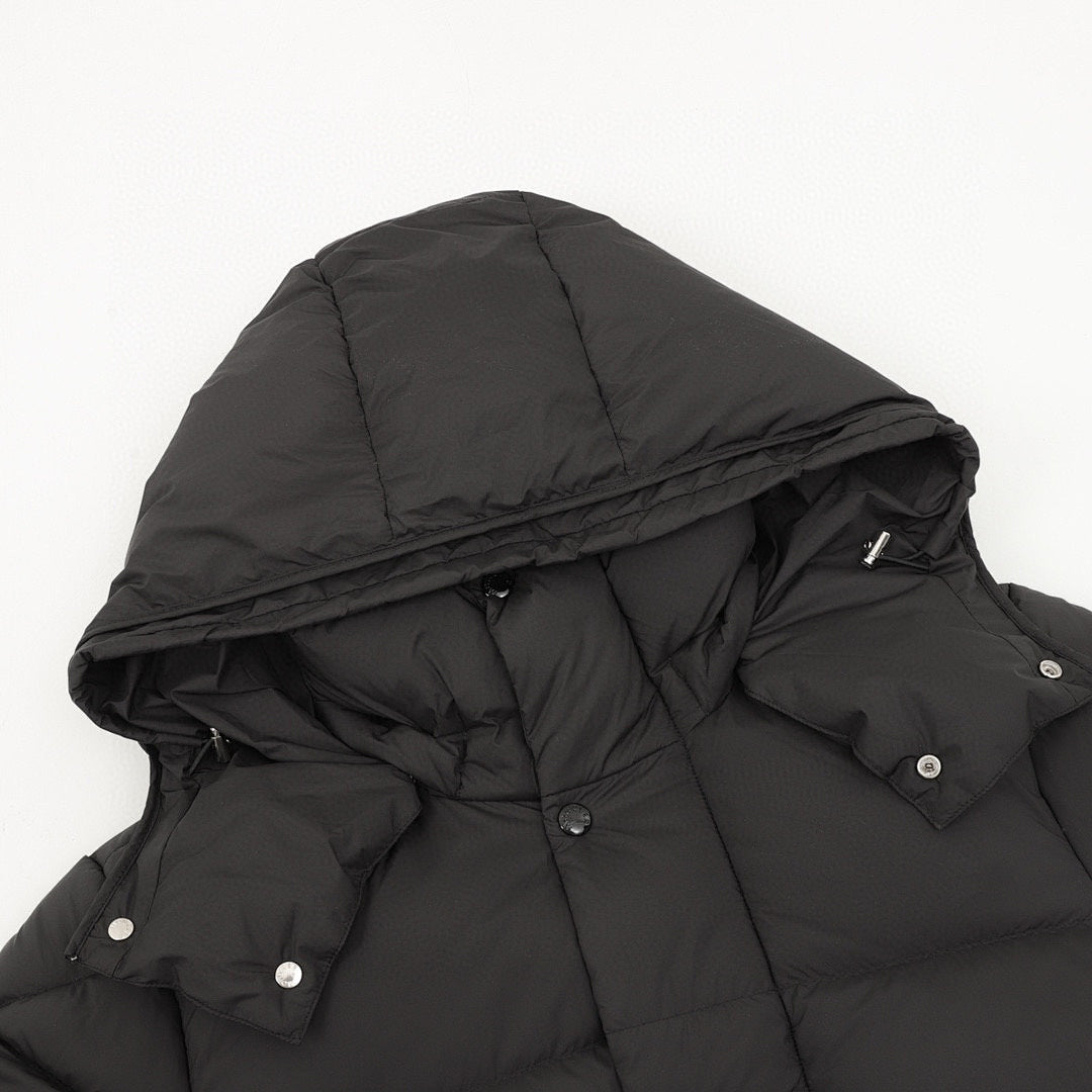 Moncler Maya Matte Long Hooded Down Coat - Black - detail 1