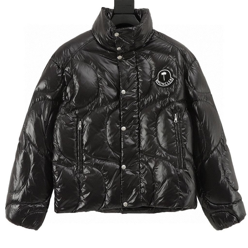 Moncler Palm Angels Wave-Quilted Down Jacket - Black - front view