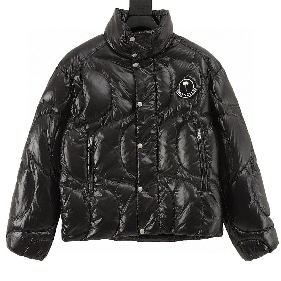 Moncler Palm Angels Wave-Quilted Down Jacket - Black - front view