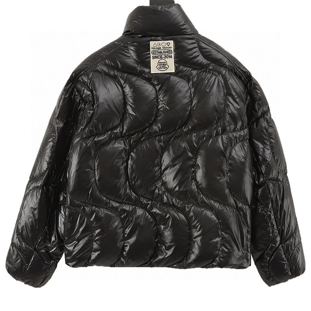 Moncler Palm Angels Wave-Quilted Down Jacket - Black - back view