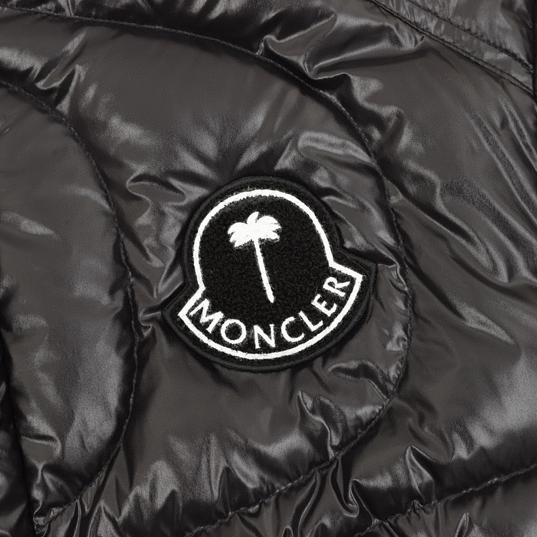 Moncler Palm Angels Wave-Quilted Down Jacket - Black - detail 2