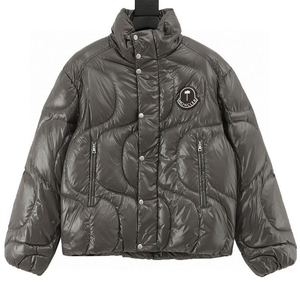 Moncler Palm Angels Wave-Quilted Down Jacket - Gray - front view