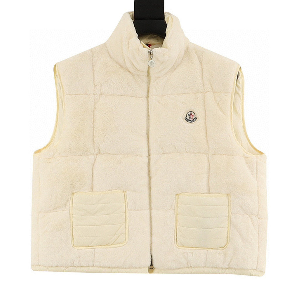 Moncler Arques Women's Box-Quilted Down Vest - Ivory - front view